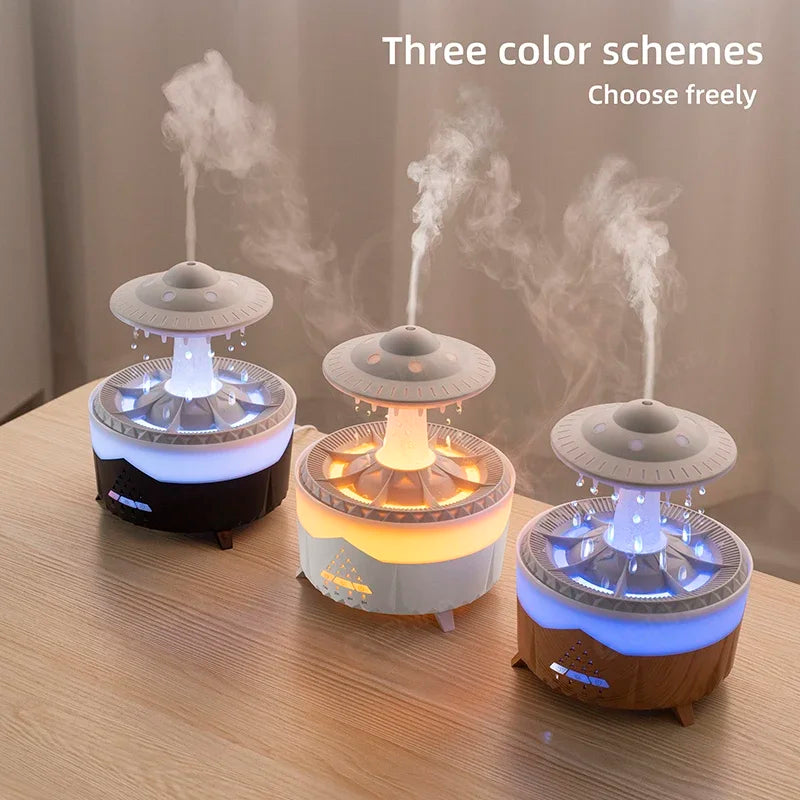 2023 Rain Cloud Humidifier Water Drip with Remote Raindrop Humidifier Rain Cloud Diffuser Mushroon Air Humidifier with Rain Lamp