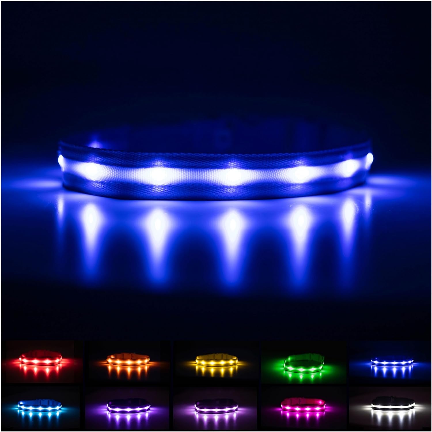 Brightest Light up Dog Collars - the Original LED Dog Collar with 1,000 Feet of Visibility - USB Rechargeable Waterproof Dog Collar Light - Dog Lights for Night Walking - USA Brand